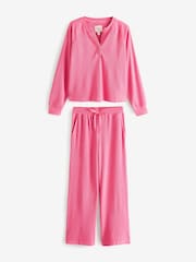 Pink Waffle Long Sleeve Pyjamas - Image 7 of 11
