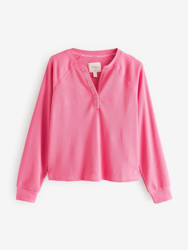 Pink Waffle Long Sleeve Pyjamas - Image 8 of 11