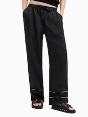 AllSaints Black 100% Linen Jade Trousers - Image 2 of 6