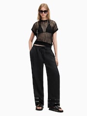 AllSaints Black 100% Linen Jade Trousers - Image 4 of 6