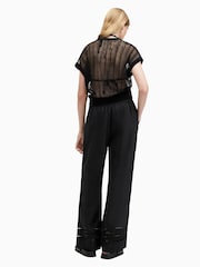AllSaints Black 100% Linen Jade Trousers - Image 5 of 6