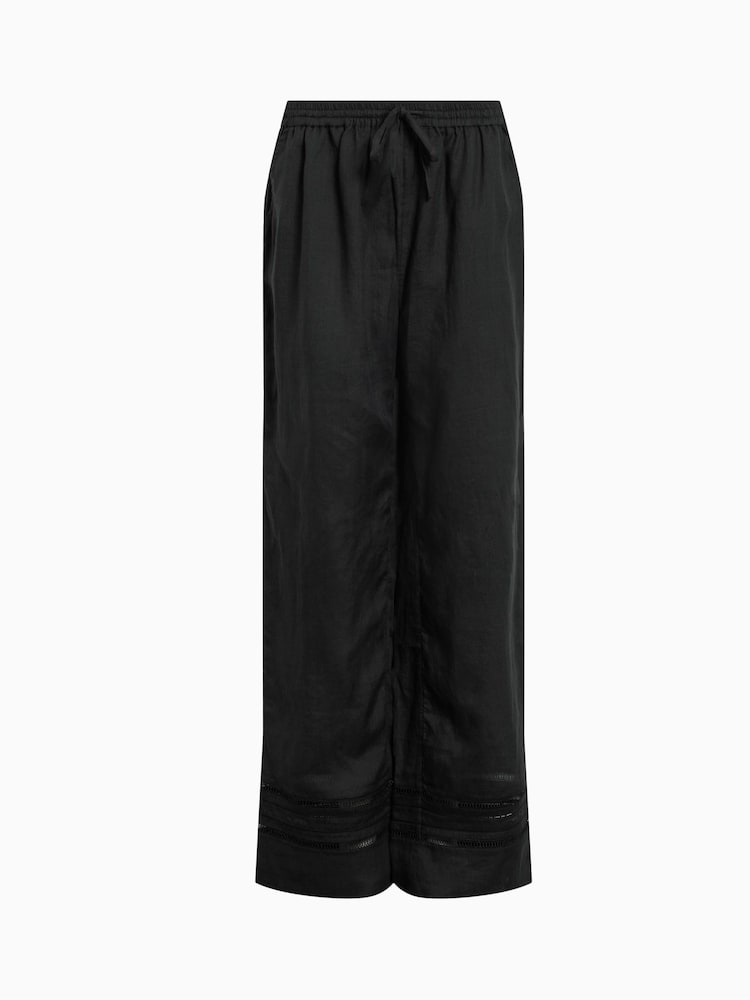 AllSaints Black 100% Linen Jade Trousers - Image 6 of 6