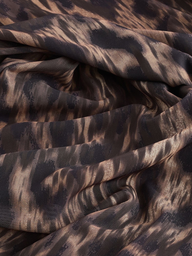 Leopard Print Long Sleeve Mini Mesh Dress - Image 7 of 7