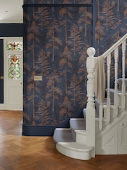 Graham & Brown Blue Norse Forrest Bark Wallpaper Sample - Image 1 of 3
