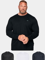 BadRhino Big & Tall Black 100% Cotton Long Sleeve T-Shirts 3 Pack - Image 1 of 5