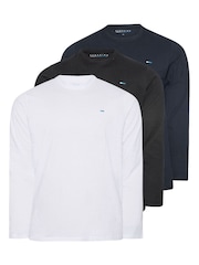 BadRhino Big & Tall Black 100% Cotton Long Sleeve T-Shirts 3 Pack - Image 2 of 5