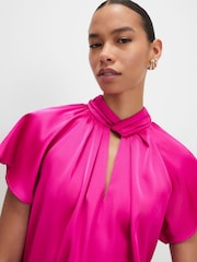 River Island Pink Satin Angel Sleeve Twist Front Top - Image 4 of 4