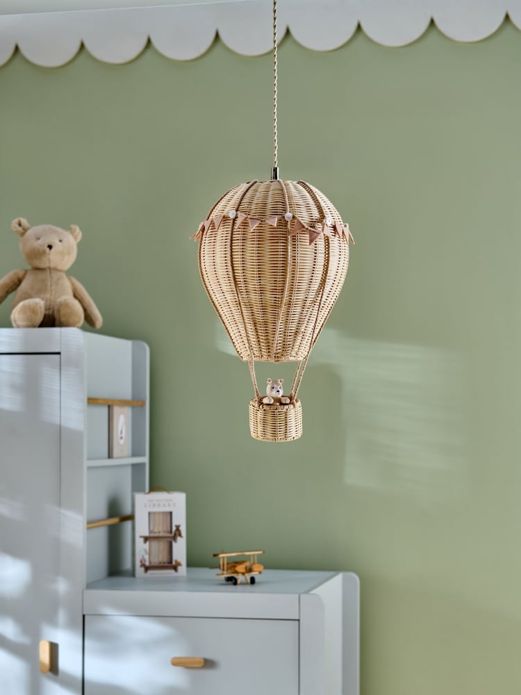 Natural Bertie Bear Hot Air Balloon Easy Fit Pendant Lamp Shade - Image 2 of 2