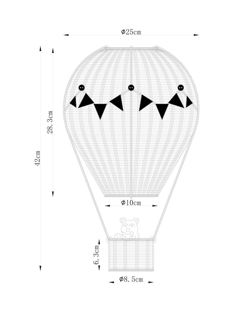 Bertie Bear Hot Air Balloon Easy Fit Pendant Lamp Shade - Image 4 of 5