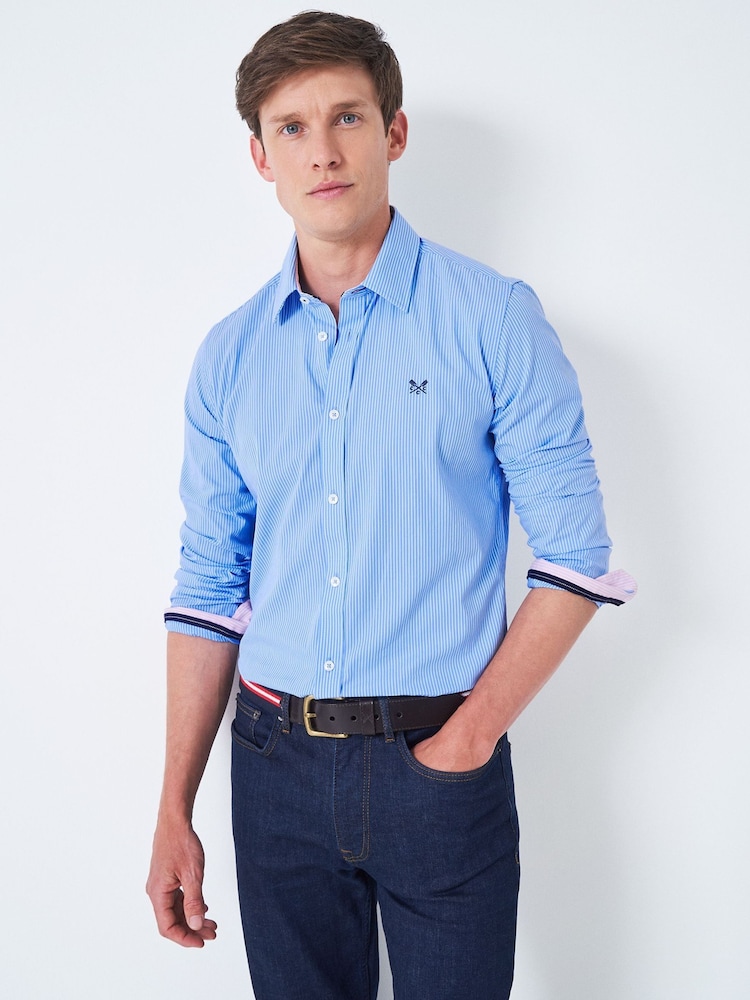 Рубашка из 100% хлопка в микро-полоску Crew Clothing Company Classic Fit Heritage - Изображение 1 из 3 Рубашка из 100% хлопка в микро-полоску Crew Clothing Company Classic Fit Heritage - Изображение 1 из 3