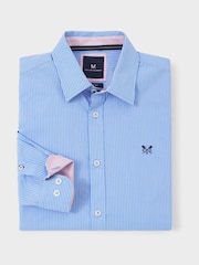 Crew Clothing Company Blue Classic Fit Heritage 100% Cotton Micro Stripe Shirt - Image 4 of 4