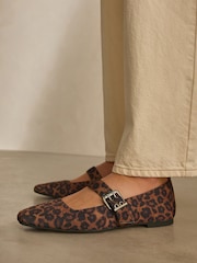 Leopard Forever Comfort® Square Toe Eyelet Mary Jane Shoes - Image 1 of 10