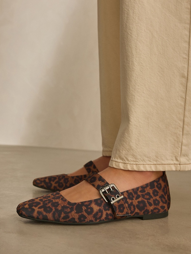Leopard Forever Comfort® Square Toe Eyelet Mary Jane Shoes - Image 1 of 10