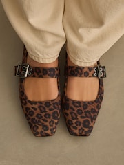 Leopard Forever Comfort® Square Toe Eyelet Mary Jane Shoes - Image 4 of 10