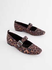 Leopard Forever Comfort® Square Toe Eyelet Mary Jane Shoes - Image 6 of 10