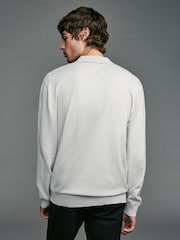 Navy Blue/Light Grey 2 Pack Knitted Long Sleeve Polo Shirts - Image 4 of 11