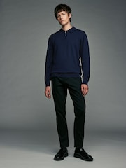 Navy Blue/Light Grey 2 Pack Knitted Long Sleeve Polo Shirts - Image 5 of 11