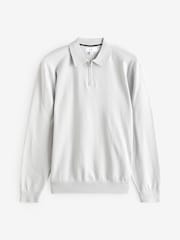 Navy Blue/Light Grey 2 Pack Knitted Long Sleeve Polo Shirts - Image 8 of 11