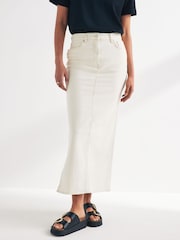 ONLY White Side Split Denim Maxi Skirt - Image 1 of 6