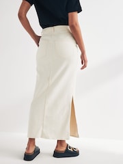ONLY White Side Split Denim Maxi Skirt - Image 3 of 6