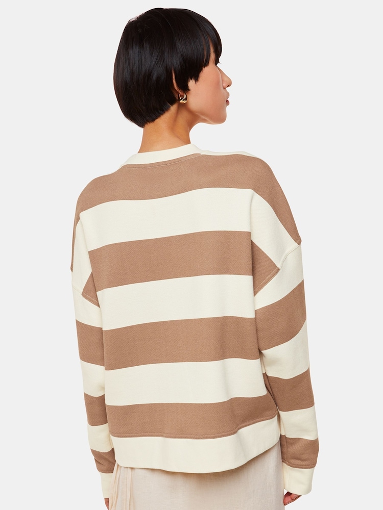 Whistles White 100% Cotton Wide Stripe Sweatshirt - Image 2 of 5