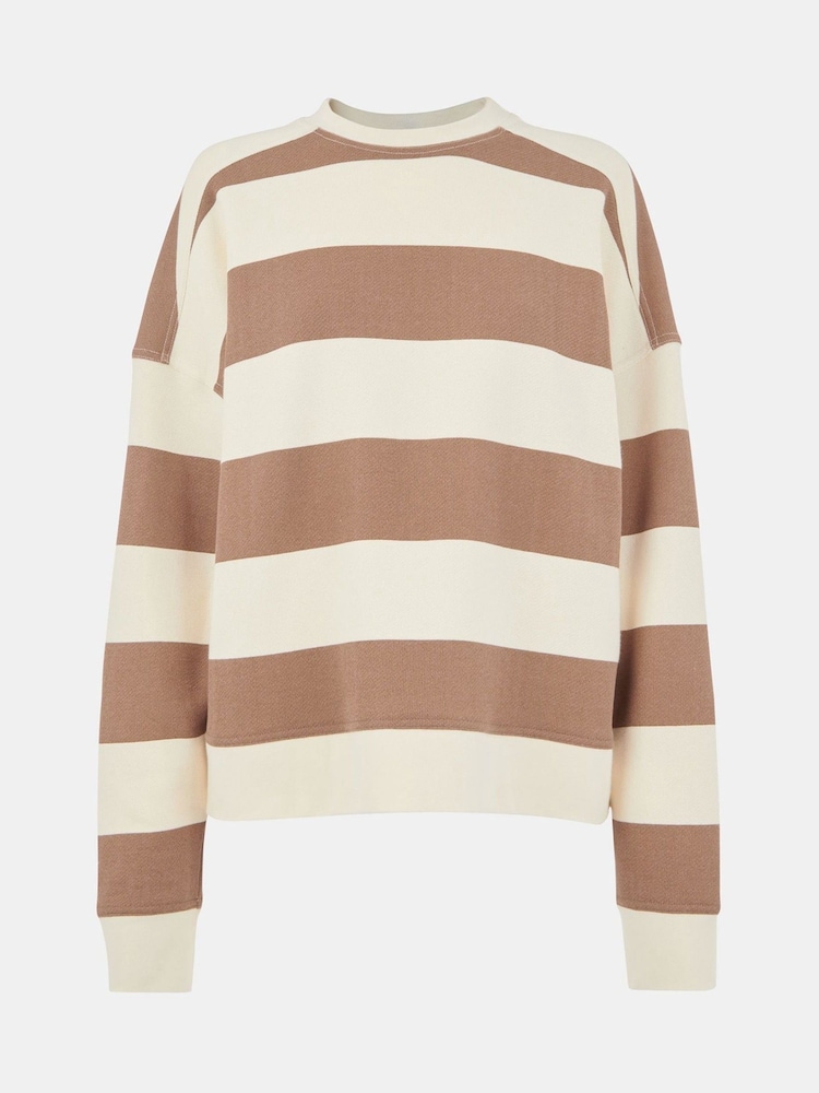 Whistles White 100% Cotton Wide Stripe Sweatshirt - Image 5 of 5