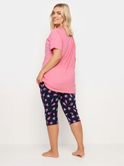 Yours Curve Pink Sea You In My Dreams 100% Cotton Pyjama Set - Image 3 of 5