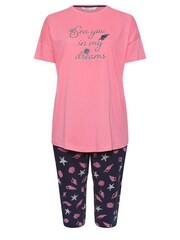 Yours Curve Pink Sea You In My Dreams 100% Cotton Pyjama Set - Image 5 of 5