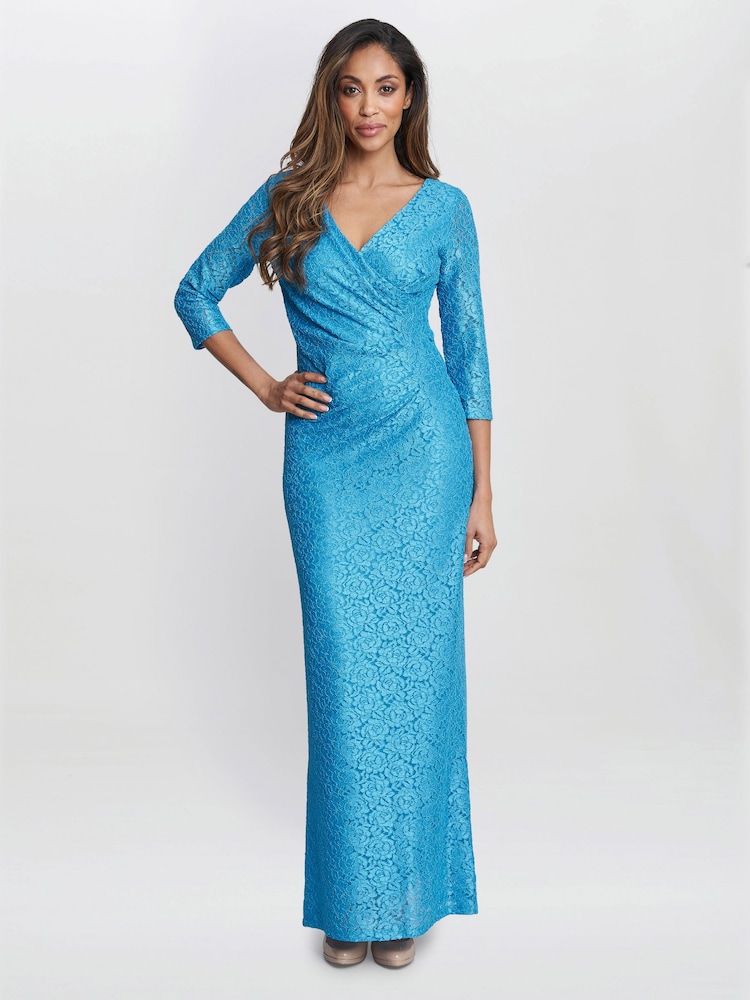 Gina Bacconi Blue Fearne Lace Wrap Maxi Dress - Image 1 of 5