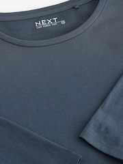 Turquoise Blue - T-shirt manches longues Col rond  100% coton - Image 6 of 7