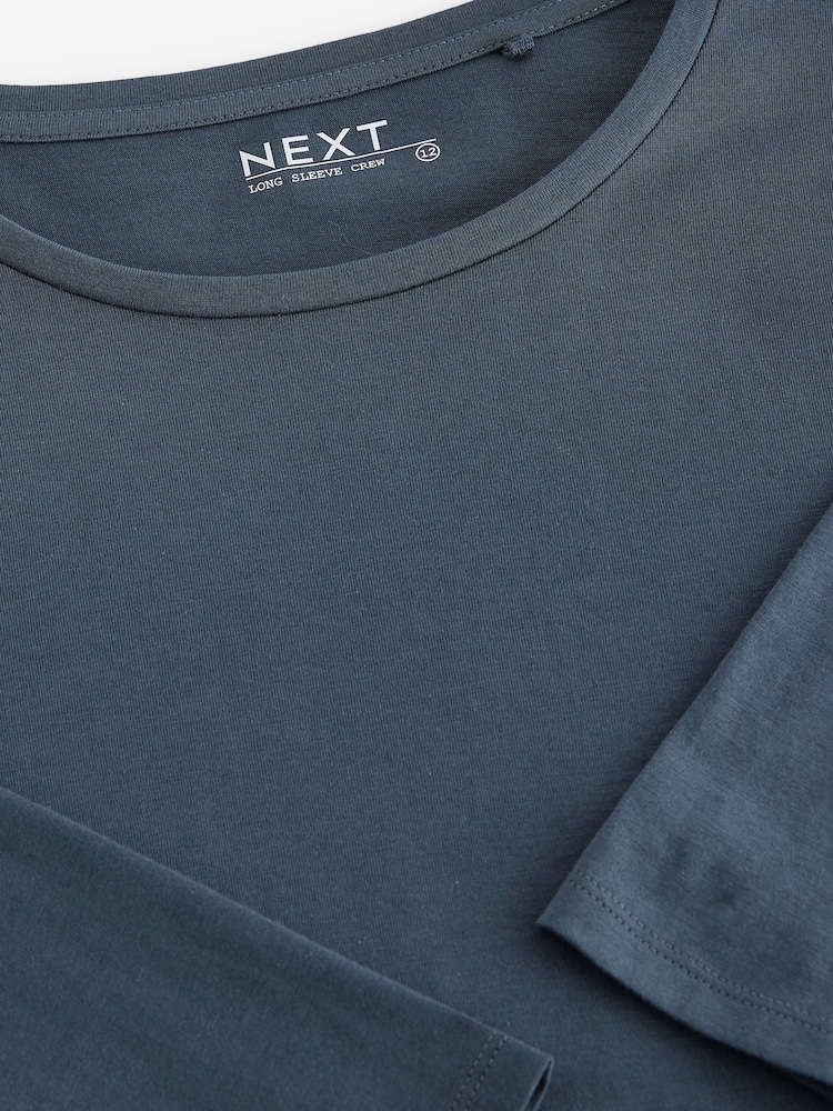 Turquoise Blue - T-shirt manches longues Col rond  100% coton - Image 6 of 7