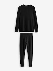 Black Lightweight Thermal Long Sleeves Top and Long Johns Set - Image 5 of 10