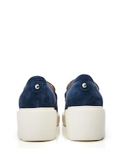 כחול  - Moda in Pelle Feyre Tassel Trim Wedge Loafers - Image 4 of 5