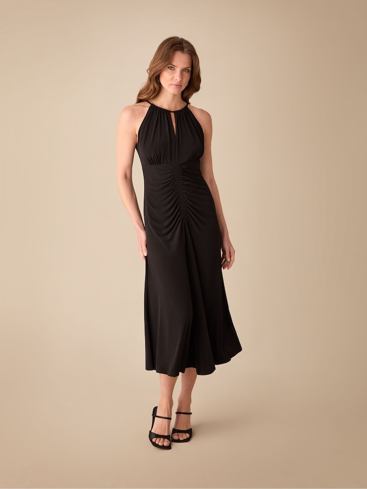Ro&Zo Black Petite Petite Jersey Halterneck Midi Dress - Image 1 of 4