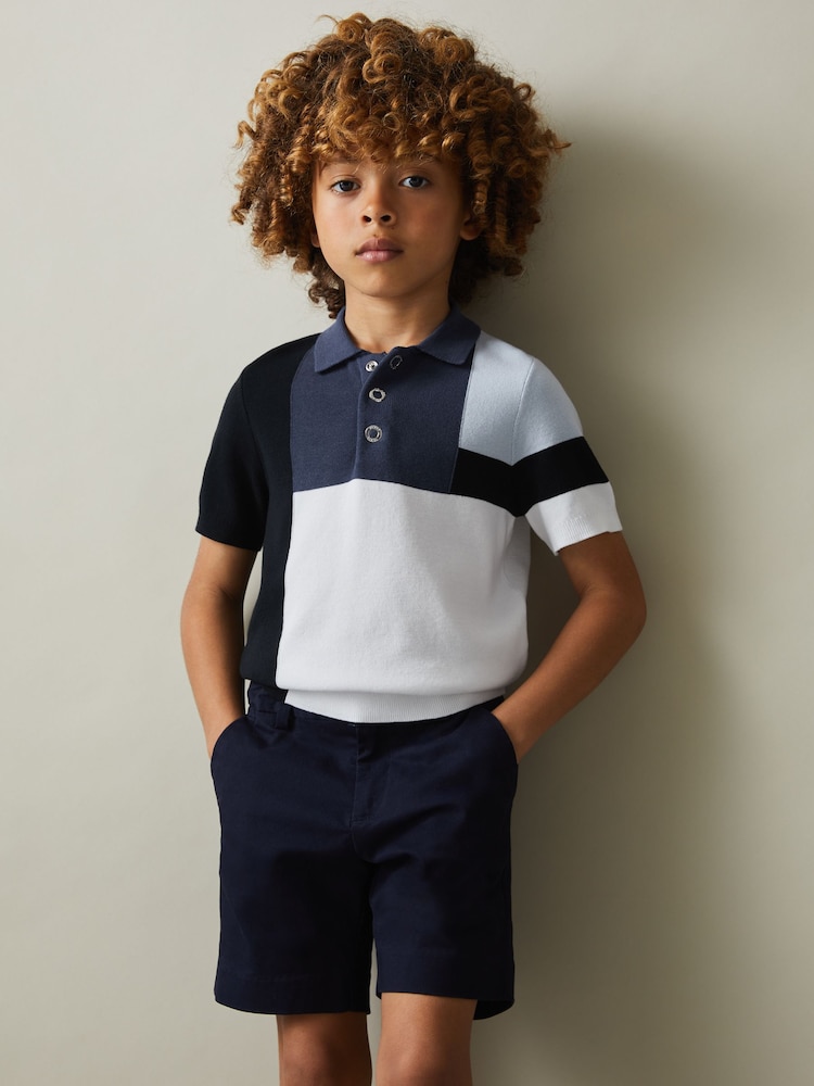 Reiss Blue Multi Charge 9-13 yrs Colourblock Polo Shirt - Image 1 of 4
