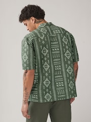 Khakigrün - Bedrucktes Kurzarmhemd im Navajo-Stil - Bild 3 von 7
