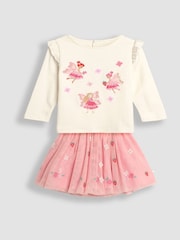 JoJo Maman Bébé Pink Fairy Appliqué Top And Tulle Skirt Set - Image 1 of 6