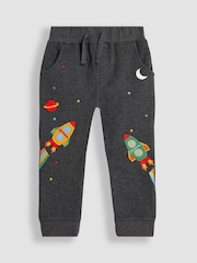 JoJo Maman Bébé Charcoal Grey Rocket Appliqué Pet in Pocket Joggers - Image 1 of 3