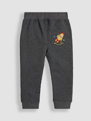 JoJo Maman Bébé Charcoal Grey Rocket Appliqué Pet in Pocket Joggers - Image 2 of 3