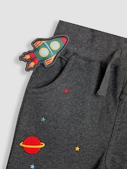 JoJo Maman Bébé Charcoal Grey Rocket Appliqué Pet in Pocket Joggers - Image 3 of 3