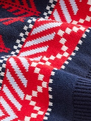 Navy Blue/Red Matching Family Mens Christmas Fair Isle Pattern Reindeer Jumper - Image 7 of 7