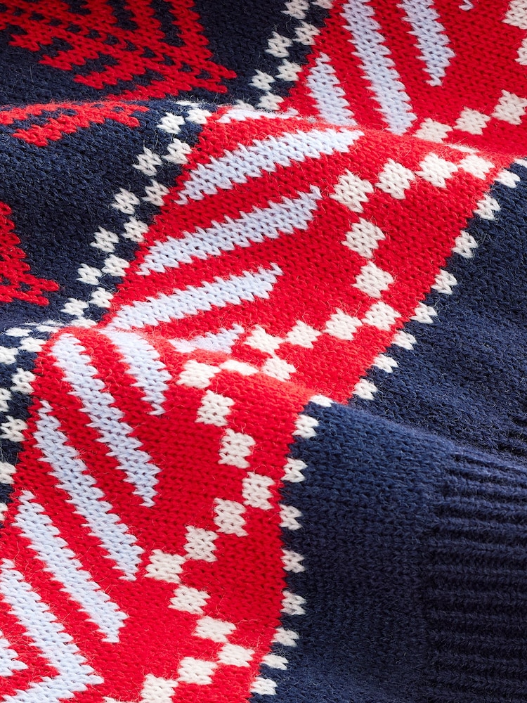 Navy Blue/Red Matching Family Mens Christmas Fair Isle Pattern Reindeer Jumper - Image 7 of 7