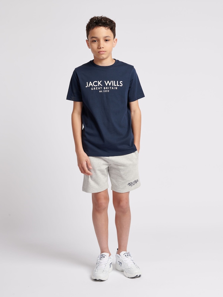 Jack Wills Grey Boys Loopback 100% Cotton Shorts - Image 2 of 7