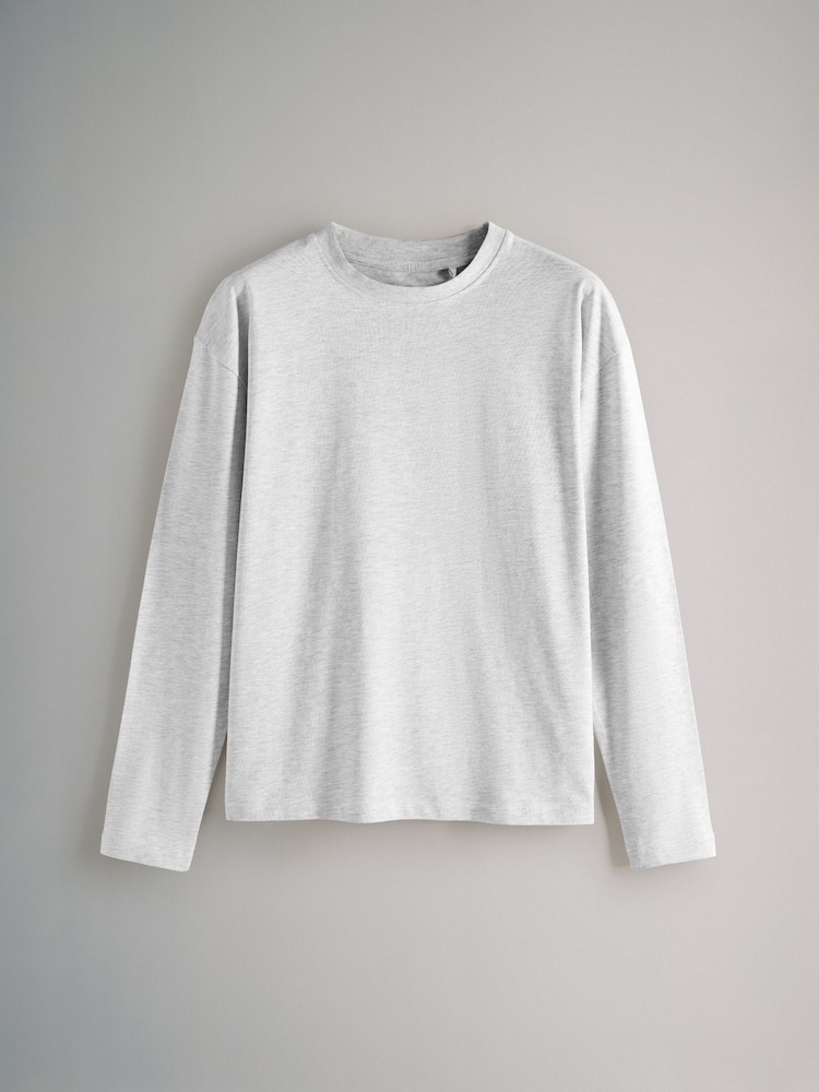The Set Black/Grey/White/Black & White Stripe Long Sleeve 4 Pack Relaxed T-Shirts - Image 7 of 11