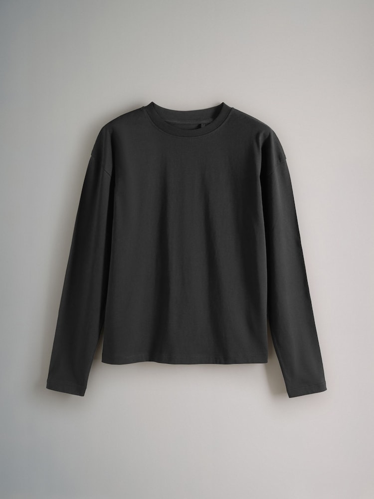 The Set Black/Grey/White/Black & White Stripe Long Sleeve 4 Pack Relaxed T-Shirts - Image 8 of 11