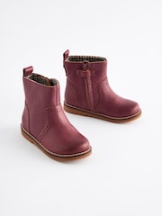 Pink Ankle Leather Cosy Lined Boots - Image 1 of 6