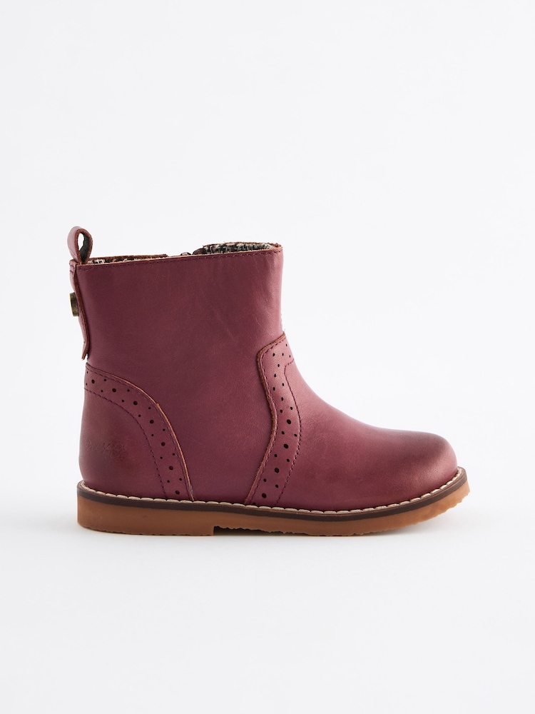 Pink Ankle Leather Cosy Lined Boots - Image 2 of 6