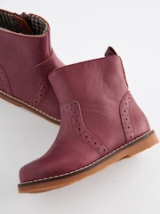 Pink Ankle Leather Cosy Lined Boots - Image 3 of 6