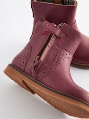 Pink Ankle Leather Cosy Lined Boots - Image 4 of 6