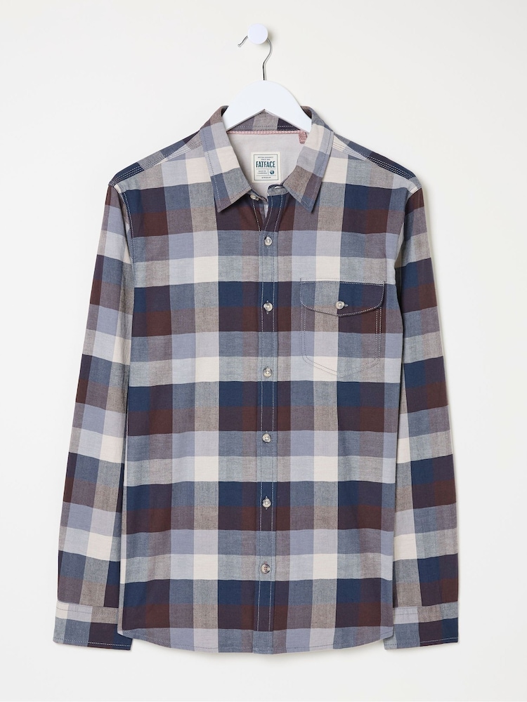 FatFace Blue Long Sleeve Buffalo Check Shirt - Image 7 of 7